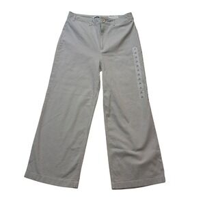 NWT Old Navy Jeans Women's 8 Ivory Blue Striped High‎ Rise Wide Leg Crop